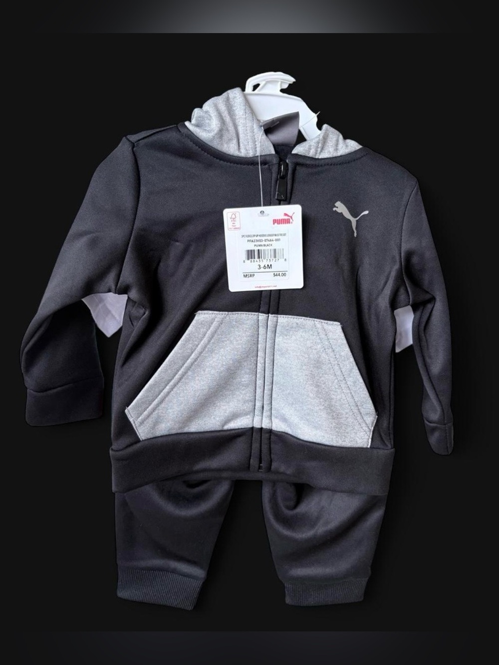 Puma Black & Gray Infant Hoodie and Jogger Set